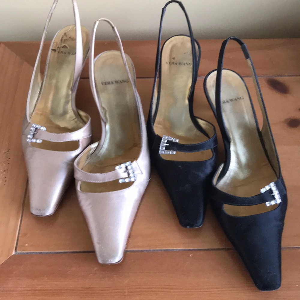 2️⃣ Vera Wang Kitten Heels Sz 7 & 7.5 Tan & Black
